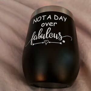 New in Box Pufunny Black “Not a Day over Fabulous”Wine Tumbler